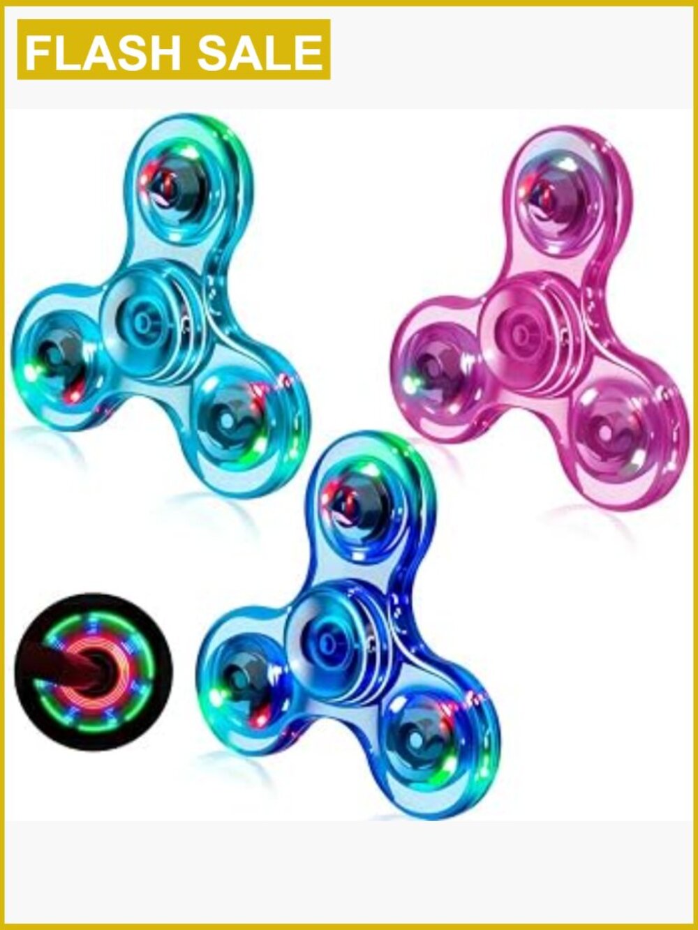 3 Pack Light Up Fidget Spinner Stress Relief Sensory Toys for Kids Adults ADHD